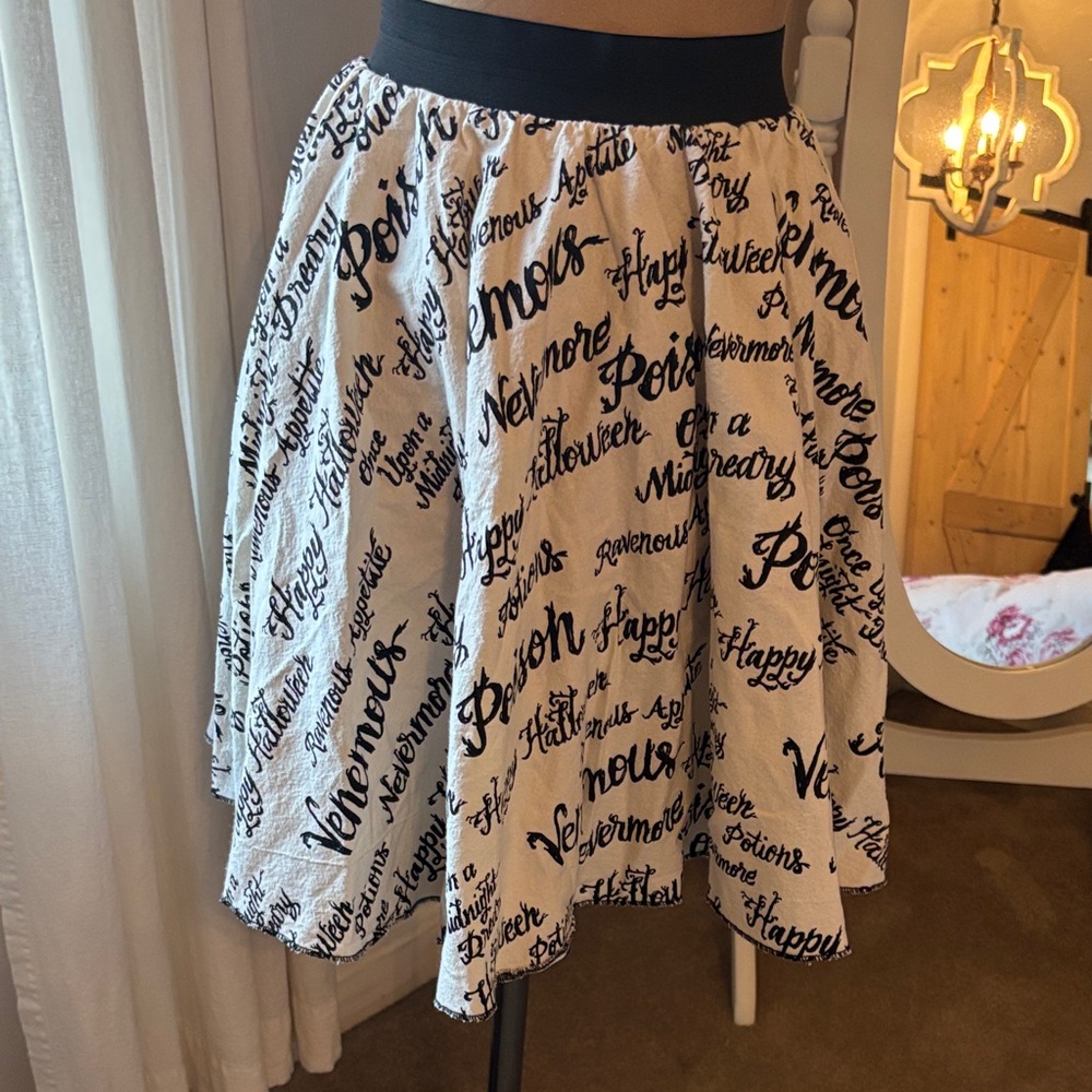 Script Print Skater Skirt